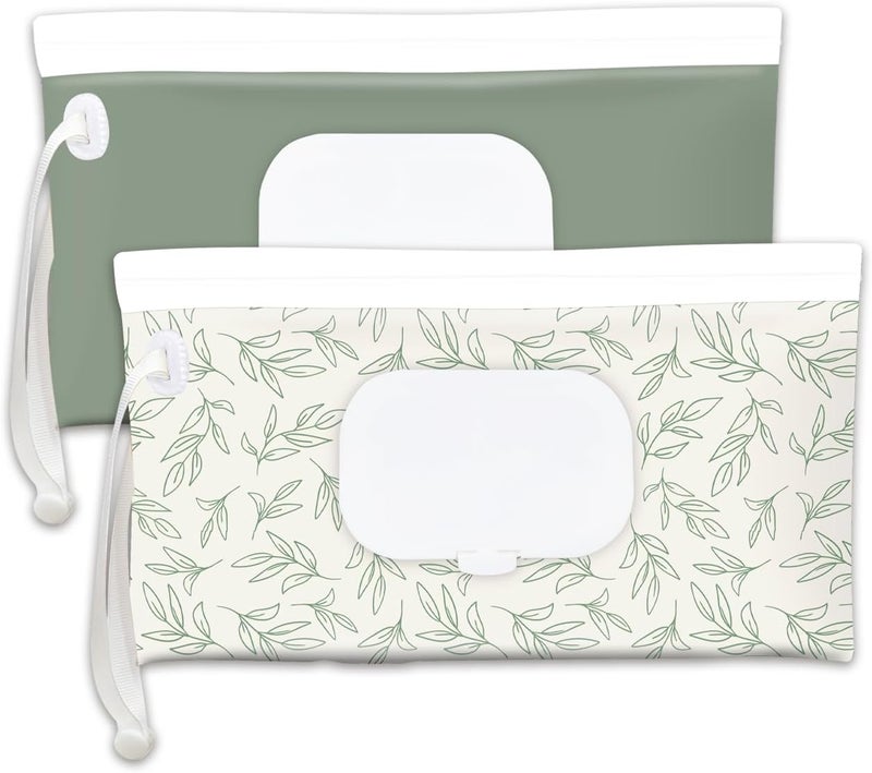 cephira Baby wipes dispenser，portable baby wipes holder for outdoor, Refillable baby wipes container, on the go wet wipe pouch for travel, resuable wipes dispenser for hiking (sage) - Image 1